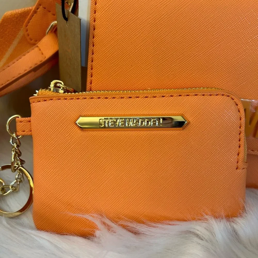 NWT Steve Madden (BHAMA) Crossbody w/ matching coin wallet - Orange - Picture 9 of 9